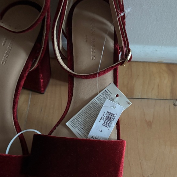 Banana Republic Deep Red Velvet Platform Heels - Picture 2 of 4